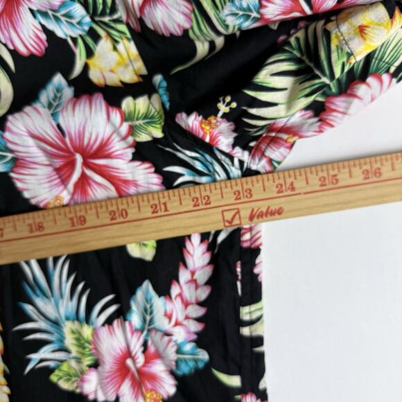 Mens‎ Tunevuse Hawaiian Floral Print Short Sleeve Shirt Size XL Black Multi J1 - Picture 4 of 5